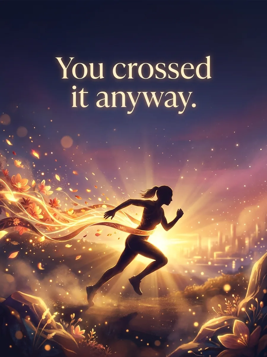 Card inside: “You crossed it anyway.”