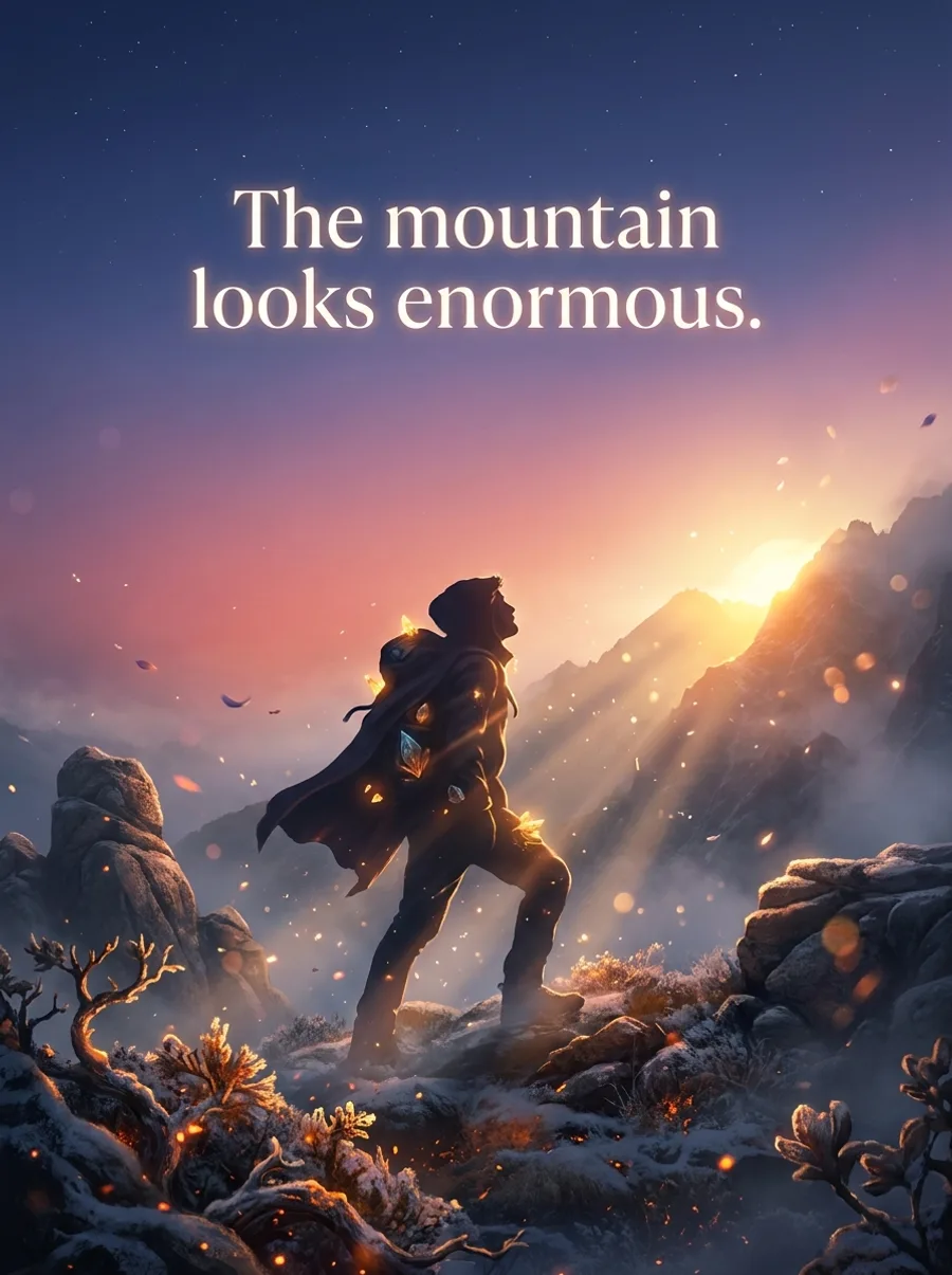 The mountain looks enormous.