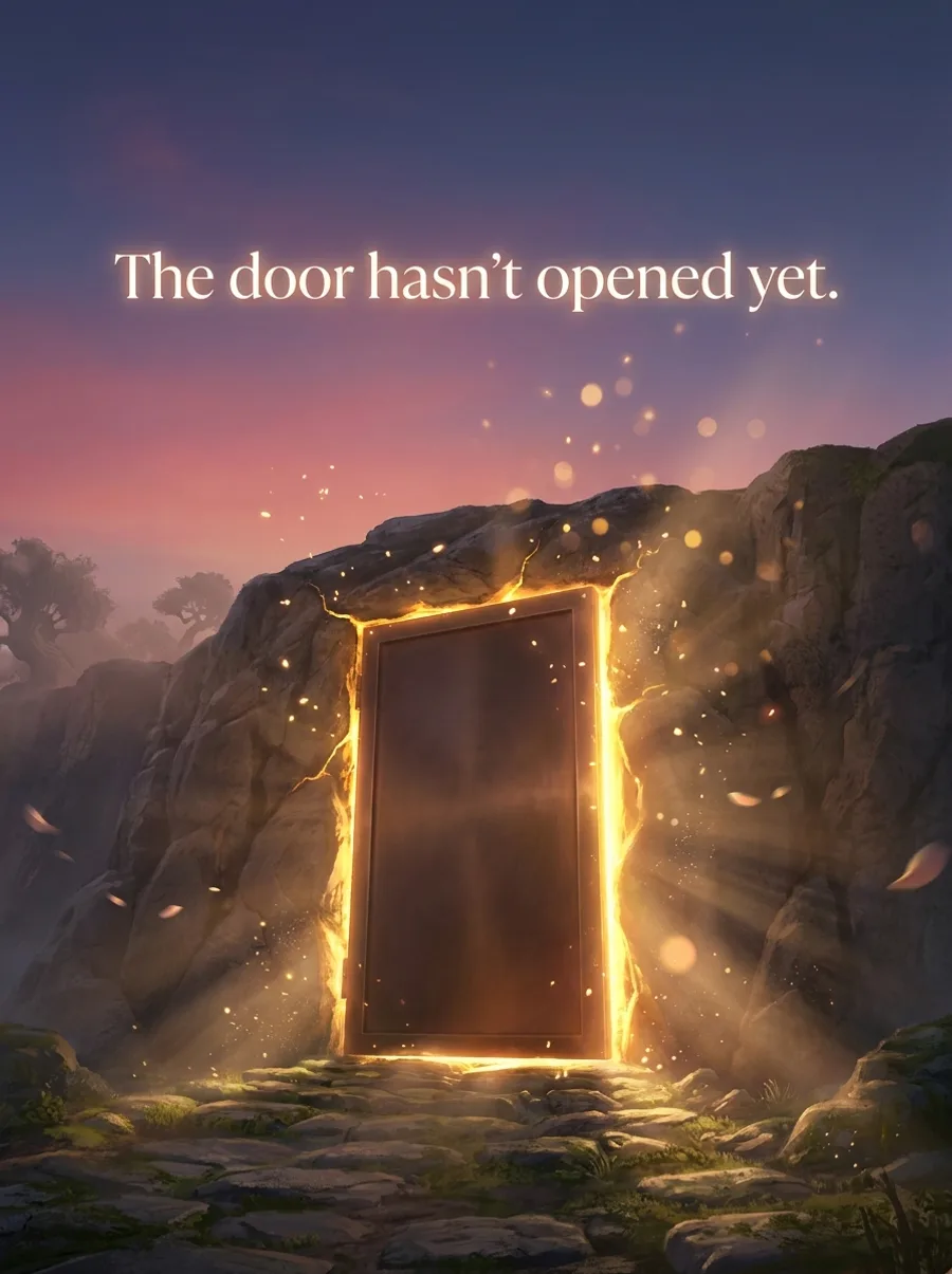 The door hasn't opened yet.