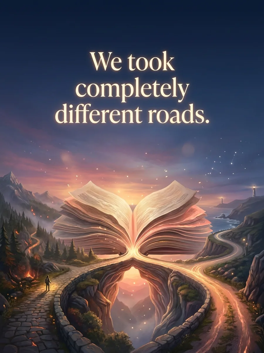 We took completely different roads.