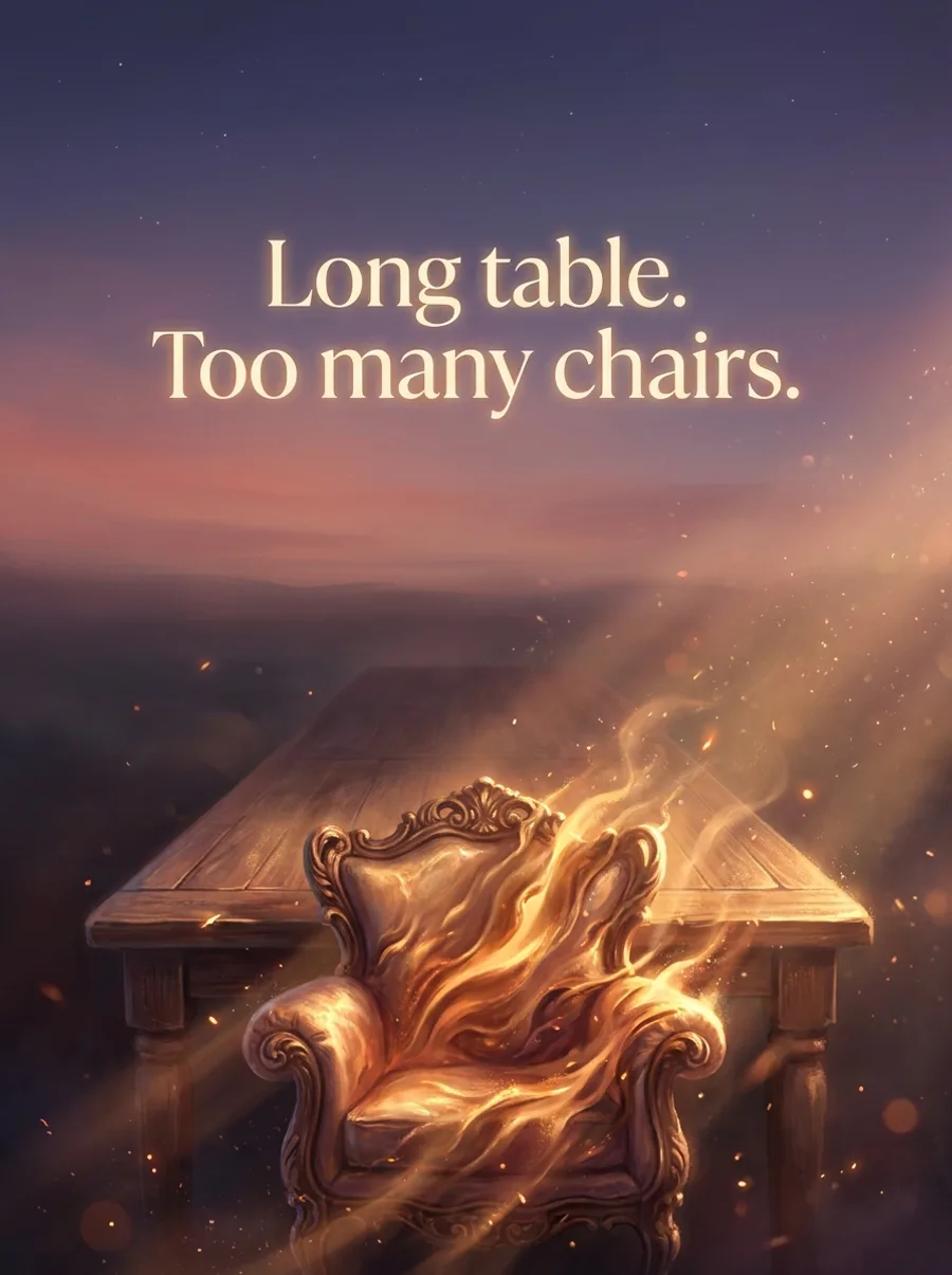 Long table. Too many chairs.